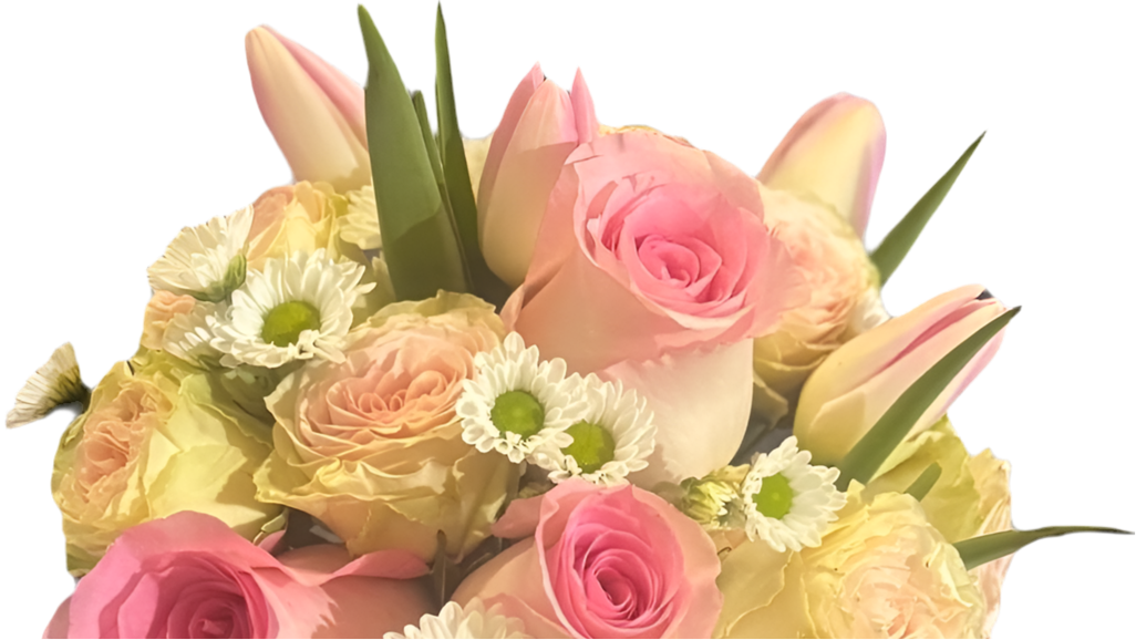 Ramo de celebración de rosas y tulipanes