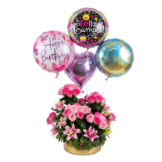 Arreglo Floral Cumpleaños con Rosas - Entrega Doral Miami Florida