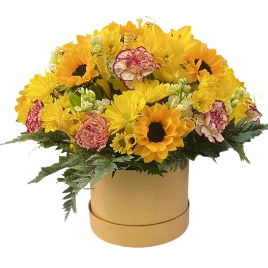 Caja de Flores Amarillas Miami - Arreglo Floral Radiante Entrega Mismo Día Doral