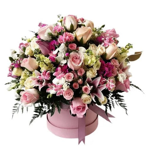 Flores Románticas Rosadas - Caja de Flores Premium para Ocasiones Especiales
