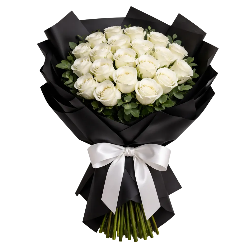 Classic White Rose Bouquet – 25 Premium Roses | Doral & Miami
