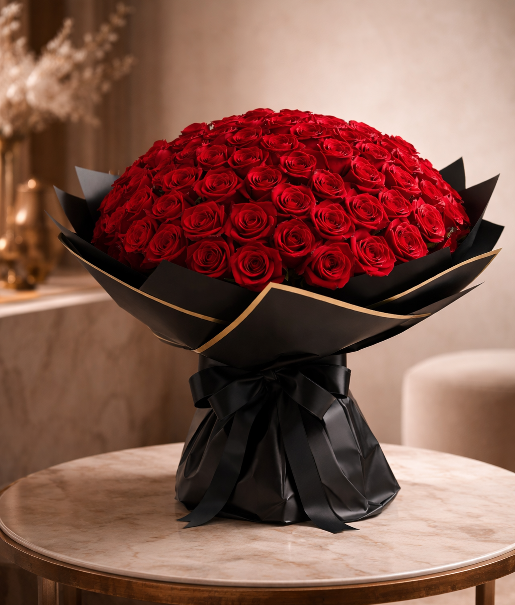 Looking for a luxury bouquet of 100 red roses in Miami?
This signature rose arrangement is designed with one hundred premium long-stem red roses, crafted for high-end gifting, anniversaries, and unforgettable moments.
Available for same-day flower delivery in Miami, including Midtown and nearby areas, this luxury bouquet is created for those who want an elegant and impactful floral experience.