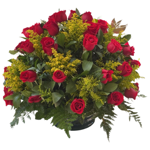 This romantic arrangement boasts 50 stunning roses. Arrangement With 50 Roses, is perfect for expressing your love and affection, Valentine´s Day, Bouquets Flowers Miami, delivery