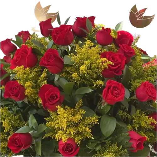 This romantic arrangement boasts 50 stunning roses. Arrangement With 50 Roses, is perfect for expressing your love and affection, detail roses. Valentine´s Day, Bouquets Flowers Miami, delivery