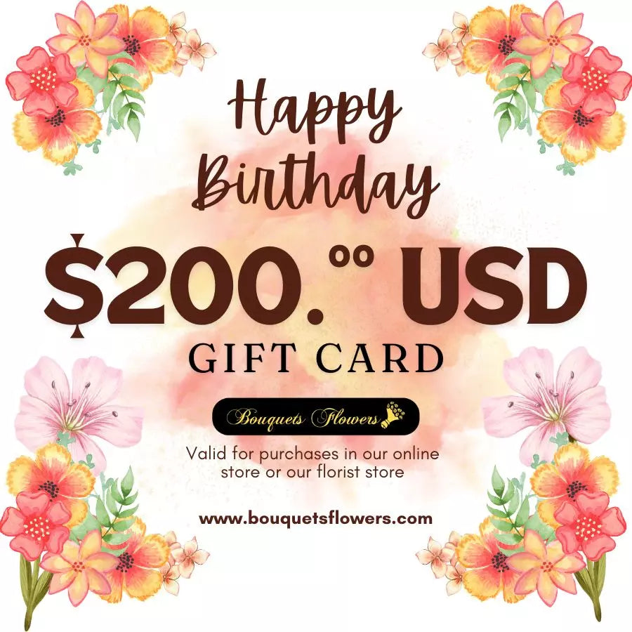 Gift cards for birthday, redeem them for premium products from our luxurious store and give the gift of choice, our gift cards have values of: $200,oo USD
