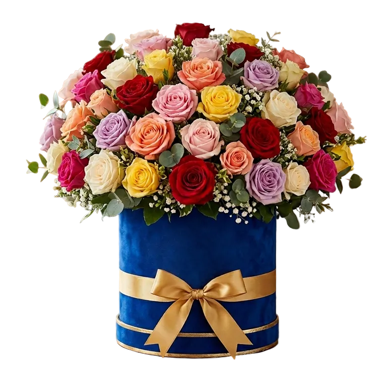 Luxury box mixed color roses perfect for congratulations and celebrations