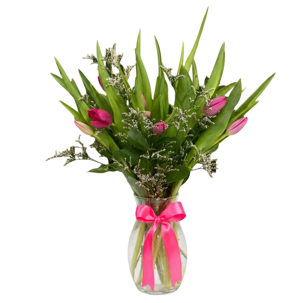 10 Fresh Tulips in a Vase | Miami & Doral