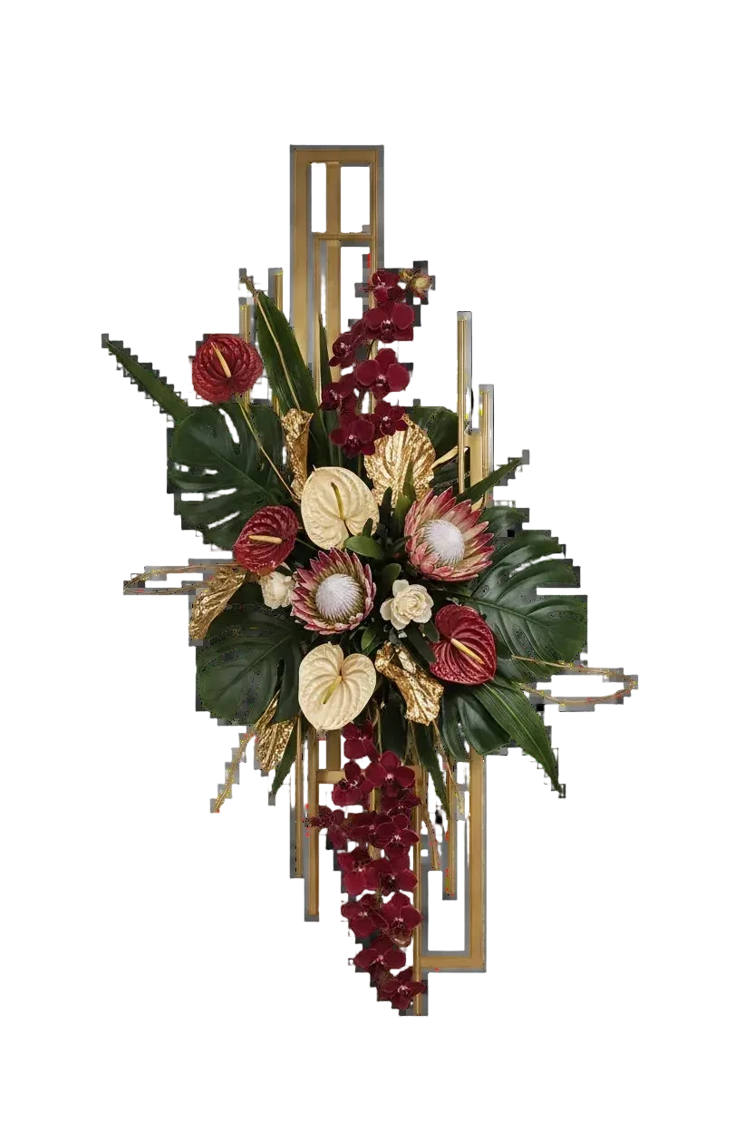 Obra Floral Magistral - Diseño Artístico Premium con Estructura Dorada