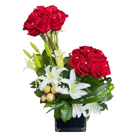 Unique Like You | Red Roses & White Lilies in a Black Box Miami