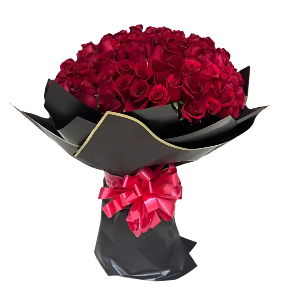 Arreglo premium de 100 rosas rojas frescas Miami, perfecto para aniversarios, bodas y ocasiones especiales. Entrega inmediata mismo día en Doral, Kendall, Coral Gables y toda el área metropolitana de Miami Florida.

Nuestras rosas rojas importadas de primera calidad son ideales para expresar amor verdadero, celebrar aniversarios de bodas, propuestas matrimonio y regalos románticos. Cada bouquet incluye 100 rosas rojas premium cuidadosamente seleccionadas y arregladas por floristas expertos