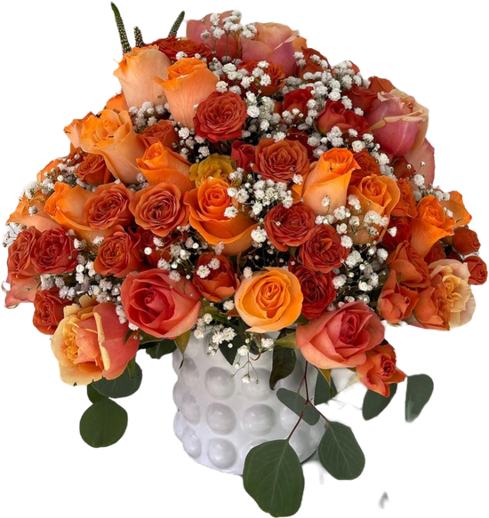 Arreglo Floral de Rosas Naranjas – Flores de Otoño para Acción de Gracias | Doral Rosas Miami
