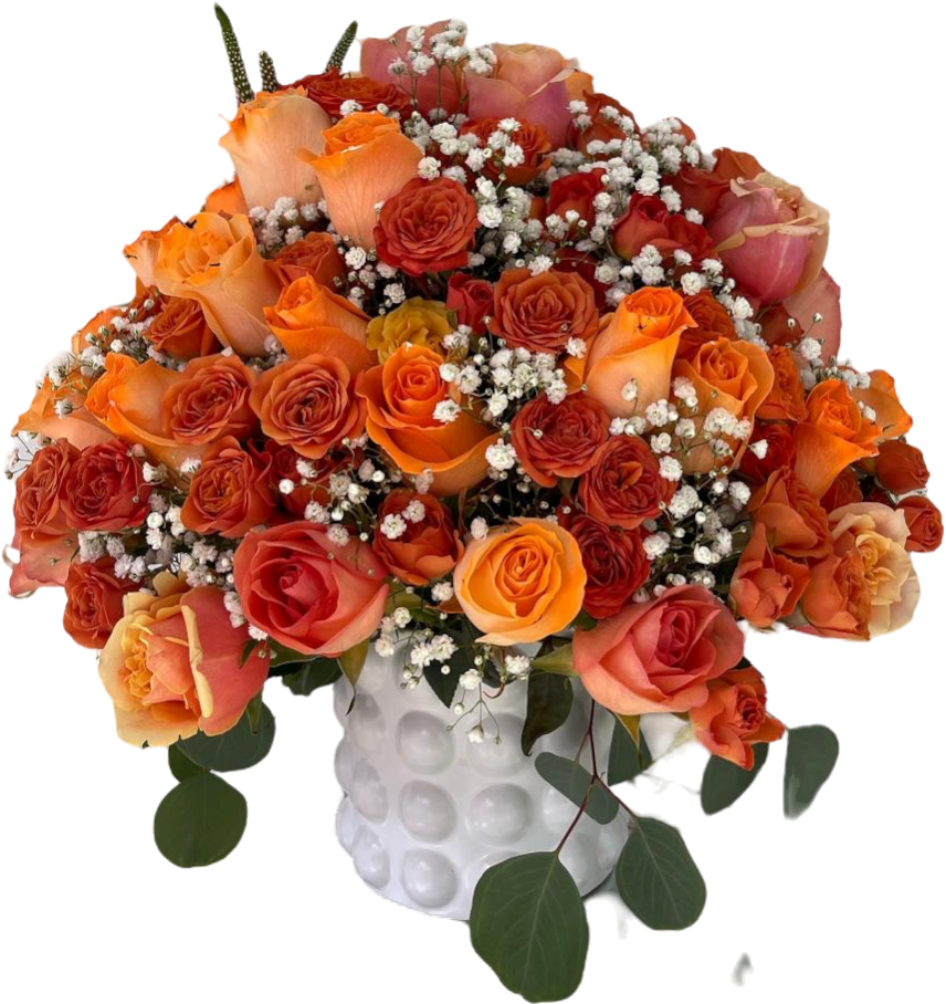 Arreglo Floral de Rosas Naranjas – Flores de Otoño para Acción de Gracias | Doral Rosas Miami