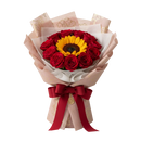 Send 12 red roses with sunflower bouquet in Miami & Doral. Luxury romantic flowers with same-day delivery by Bouquet Flowers. Order online today.