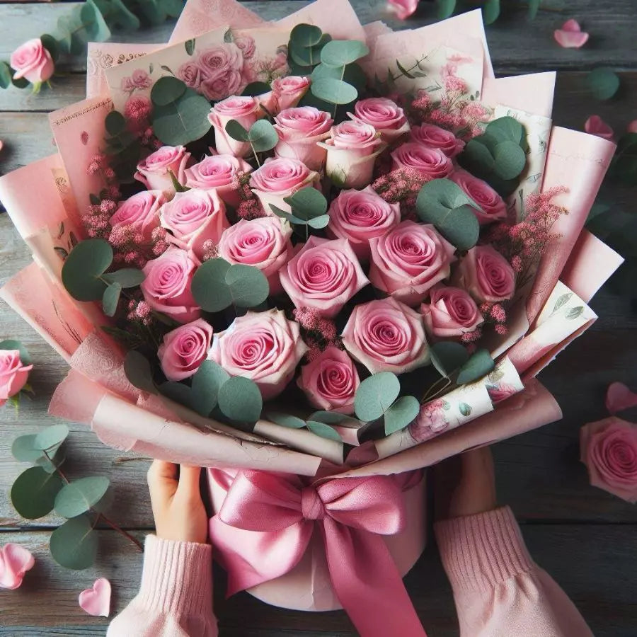 Bouquet Of 48 Pink Roses, elegance, Miami flower delivery, perfect for expressing love, appreciation, or simply brightening someone's day, Bouquets Flowers Miami, florist, gifts and details