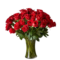 Make a grand romantic gesture or surprise your sweetheart with these magnificent roses! Send 50 long stem red roses with a clear glass vase. Bouquets Flowers Miami, delivery