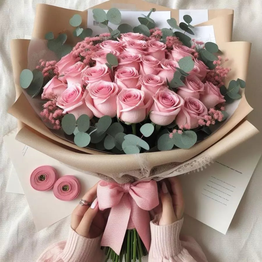 Bouquet Of 60 Pink Roses, elegance, Miami flower delivery, perfect for expressing love, appreciation, or simply brightening someone's day, Bouquets Flowers Miami, florist, gifts and details