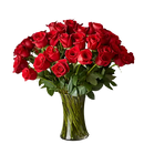 Make a grand romantic gesture or surprise your sweetheart with these magnificent roses! Send 50 long stem red roses with a clear glass vase. Bouquets Flowers Miami, delivery