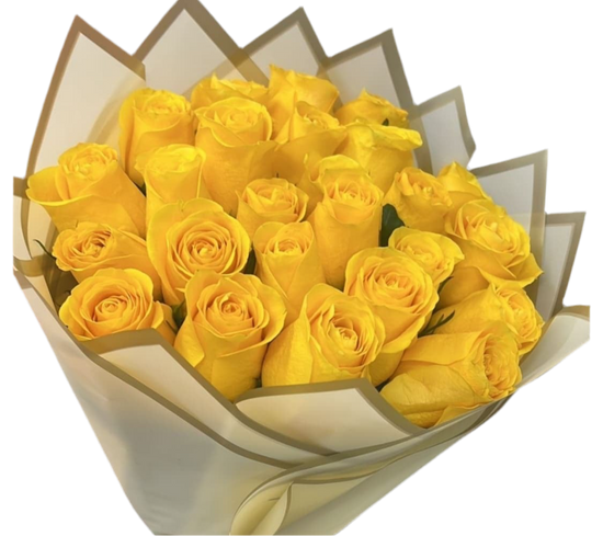 24 Rosas Amarillas Miami - Ramo de Rosas Tallo Largo Entrega Mismo Día Doral