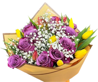 Congratulations Purple Rose & Tulip Celebration Bouquet