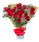 24 Rosas Rojas con Gypsophila Miami - Ramo Romántico Entrega Mismo Día Doral