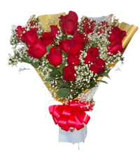 24 Rosas Rojas con Gypsophila Miami - Ramo Romántico Entrega Mismo Día Doral