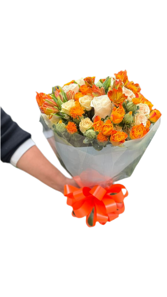 Ramo de Flores Naranja y Blanco Miami - Bouquet Elegante Entrega Mismo Día Doral
