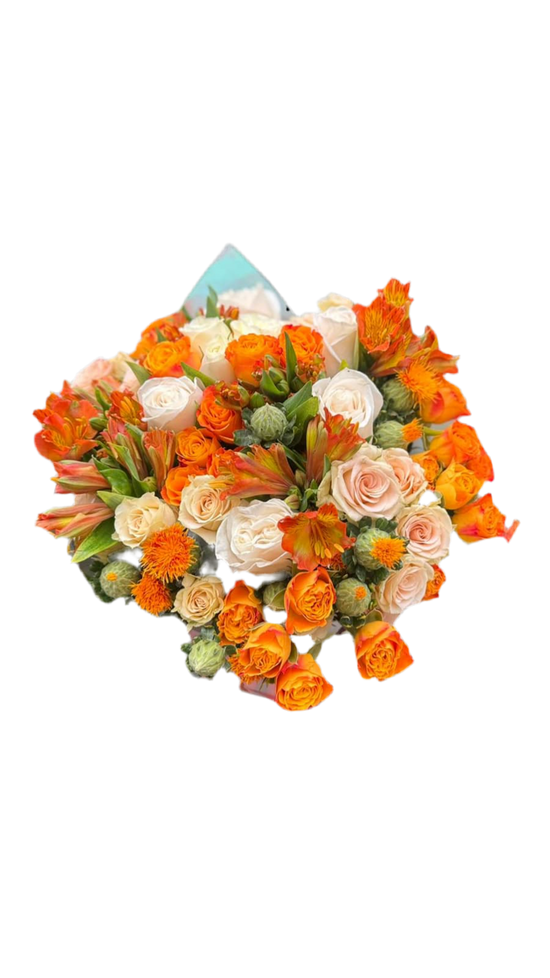 Ramo de Flores Naranja y Blanco Miami - Bouquet Elegante Entrega Mismo Día Doral