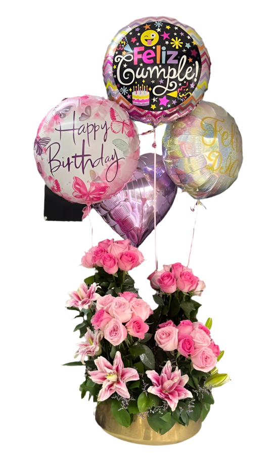 Arreglo Floral Cumpleaños con Rosas - Entrega Doral Miami Florida