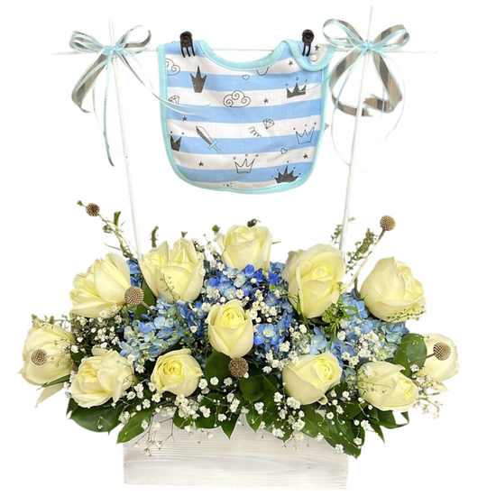 Celebrate a newborn with New Babe flower arrangements in Miami and Doral, featuring soft, elegant designs perfect for welcoming baby girls and boys with same-day delivery