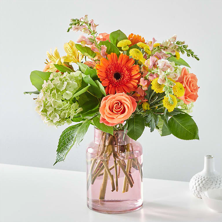 
                  
                    A Harvest Sunshine Bouquet, Special Flowers In Box, Flowers And Gift For Any Occasion. Medium With Blush Vase
                  
                