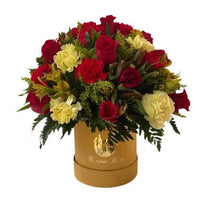 Pasión Dorada - Caja de Flores Premium con Tonos Dorados y Elegantes 