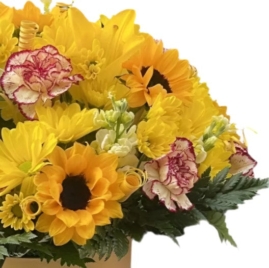 Caja de Flores Amarillas Miami - Arreglo Floral Radiante Entrega Mismo Día Doral