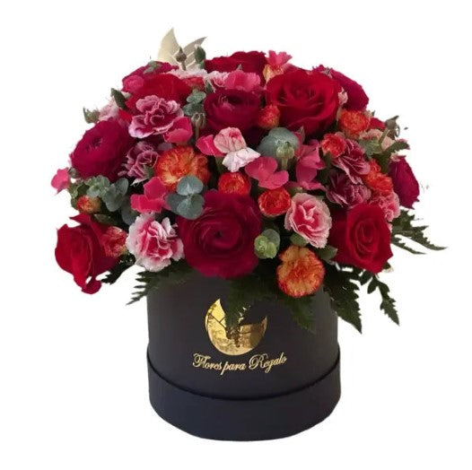 Amanecer Floral - Caja de Flores con Rosas Rojas y Claveles para Regalar 