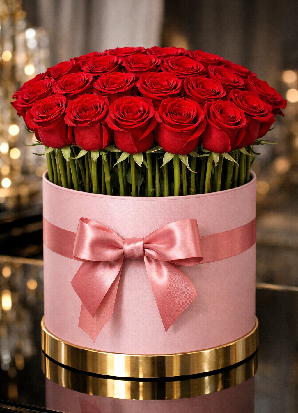 Caja luxury de rosas rojas naturales premium Bella Dama - Luxury flowers Miami - Miami florist - Doral business luxury bouquets - Flowers that impress - Luxury gifts Miami