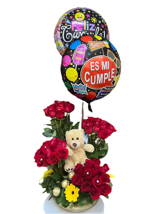 Arreglo Deluxe Corazón Dulce Miami - Sweetheart Romántico Premium - Entrega Doral