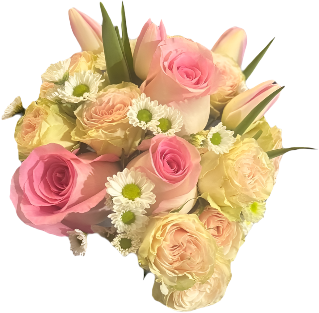 Ramo de celebración de rosas y tulipanes