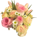 Ramo de celebración de rosas y tulipanes