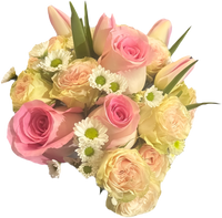 Ramo de celebración de rosas y tulipanes