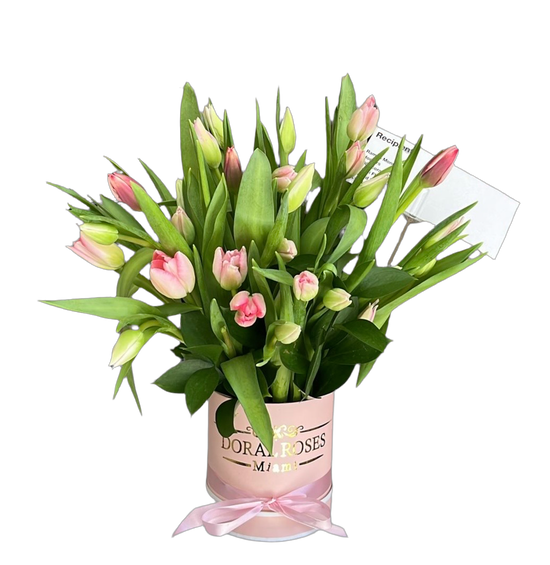 Tulipanes Caja Miami - Flores Elegantes Regalo Doral