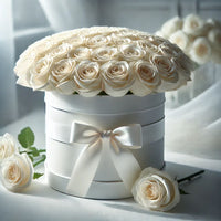 Caja de rosas blancas
