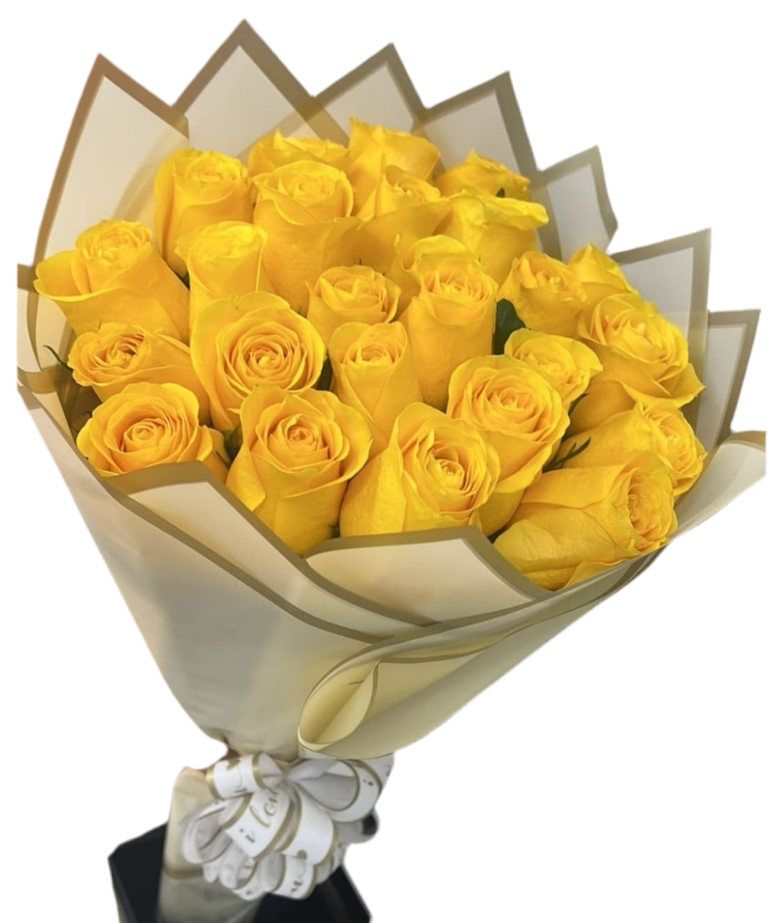 24 Rosas Amarillas Miami - Ramo de Rosas Tallo Largo Entrega Mismo Día Doral