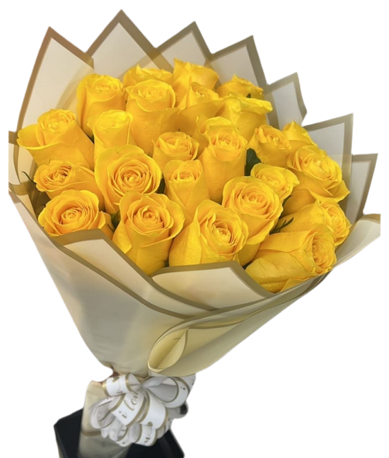 24 Rosas Amarillas Miami - Ramo de Rosas Tallo Largo Entrega Mismo Día Doral