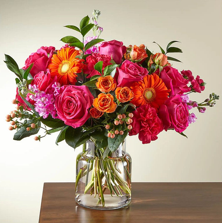
                  
                    Happy Bouquet Flowers Surprising Bouquet And Vase, Is a Vivacious Combination Designed To Celebrate Any And Every Occasion. This Florist Designed Arrangement, Made Up Of Colorful Flowers, Adds a Splash Of Color And a Surge Of Enthusiasm As Soon As It Arrives. Bouquets Flowers in Coral Gables, Miami, Delivery Flowers, Florist in Coral Gables.
                  
                