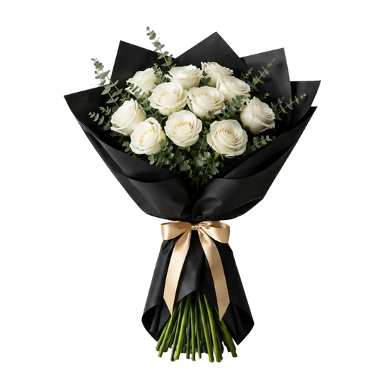 White Elegance – 25 White Roses Bouquet | Same Day Delivery Miami