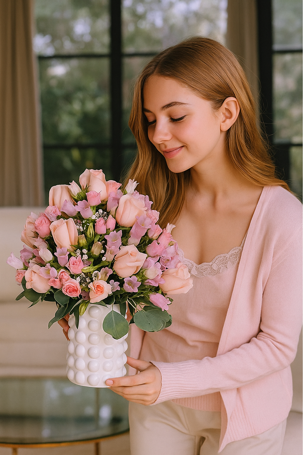 Pink Harmony – Arreglo Floral Rosado con Rosas Naturales entrega hoy en miami