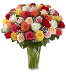 Rosas multicolor vibrantes para cumpleaños Miami. Arreglo colorido único que alegra cualquier celebración. Entrega hoy Doral, Brickell.