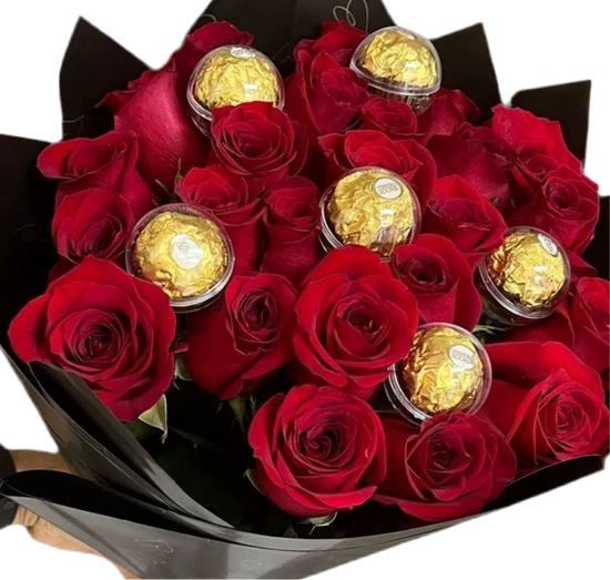 Bouquet Rosas Rojas con Chocolates – Regalo Romántico en Doral FL