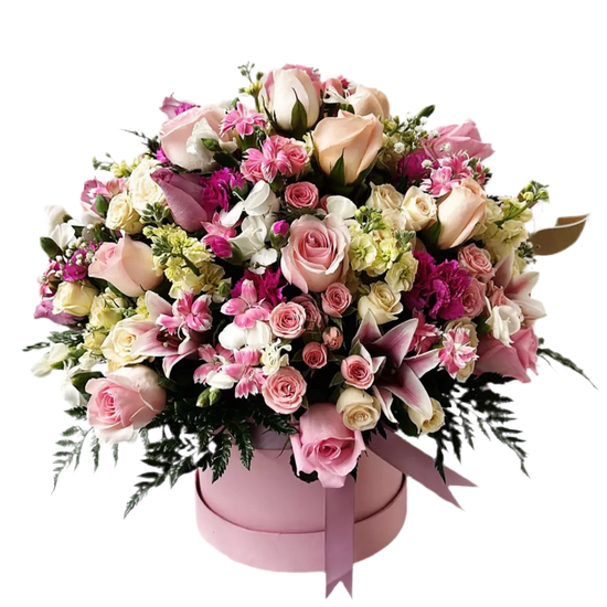Flores Rosadas En Caja