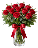 Arreglo de 12 Rosas Rojas en Jarrón de Vidrio en Doral, Miami | San Valentín