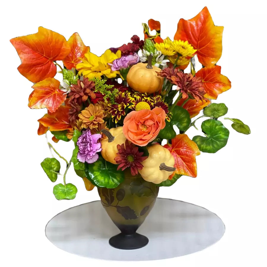 Autumn Flowers in a Decorative Vase. This elegant arrangement features a variety of vibrant fall blooms, adding a touch of warmth and beauty to your space. Bouquets Flowers Miami